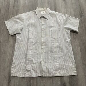 Vintage Givenchy Mens Guyaberas Shirt Size Large Short Sleeve Tropics Miami Top